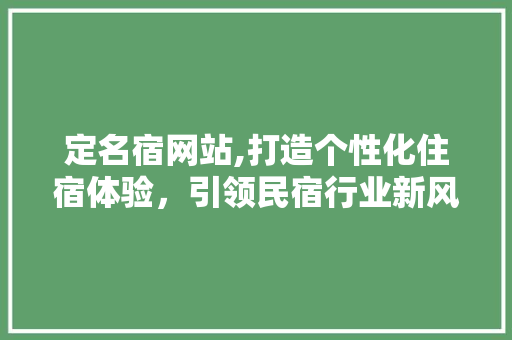 定名宿网站,打造个性化住宿体验，引领民宿行业新风尚