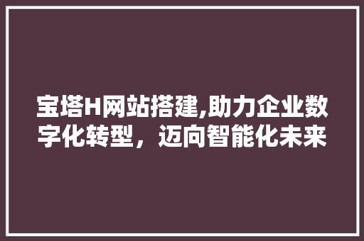 宝塔H网站搭建,助力企业数字化转型，迈向智能化未来