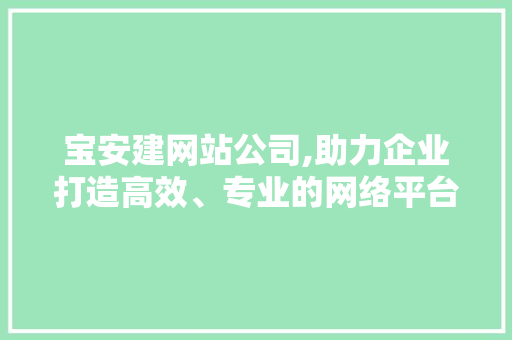 宝安建网站公司,助力企业打造高效、专业的网络平台