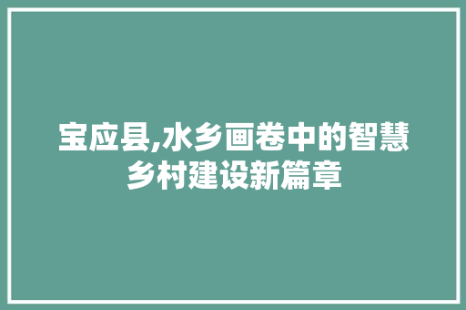 宝应县,水乡画卷中的智慧乡村建设新篇章 宝应县,水乡画卷中的智慧乡村建设新篇章 必应SEO