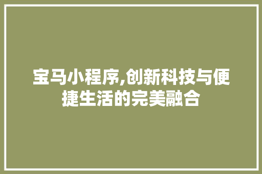 宝马小程序,创新科技与便捷生活的完美融合 宝马小程序,创新科技与便捷生活的完美融合 SEO关键词