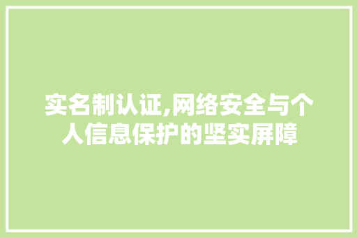 实名制认证,网络安全与个人信息保护的坚实屏障 实名制认证,网络安全与个人信息保护的坚实屏障 SEO关键词