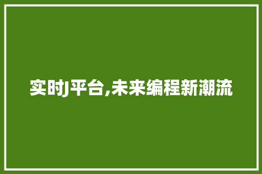 实时J平台,未来编程新潮流 实时J平台,未来编程新潮流 网站建设公司