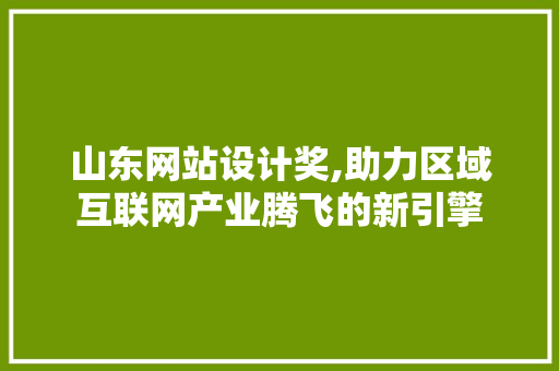 山东网站设计奖,助力区域互联网产业腾飞的新引擎 山东网站设计奖,助力区域互联网产业腾飞的新引擎 百度SEO