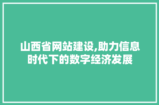 山西省网站建设,助力信息时代下的数字经济发展 山西省网站建设,助力信息时代下的数字经济发展 百度SEO