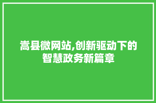 嵩县微网站,创新驱动下的智慧政务新篇章