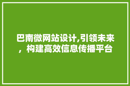 巴南微网站设计,引领未来，构建高效信息传播平台