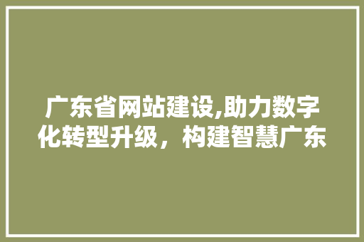 广东省网站建设,助力数字化转型升级，构建智慧广东 广东省网站建设,助力数字化转型升级，构建智慧广东 网站建设公司