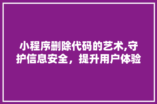 小程序删除代码的艺术,守护信息安全，提升用户体验 小程序删除代码的艺术,守护信息安全，提升用户体验 SEO关键词