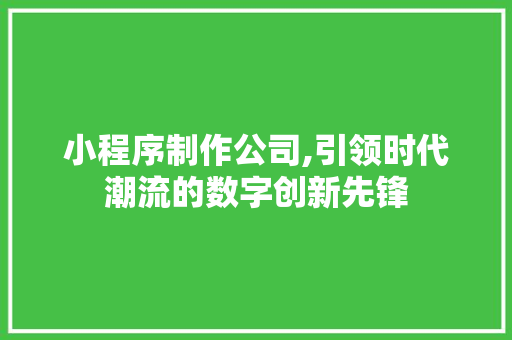 小程序制作公司,引领时代潮流的数字创新先锋 必应SEO 小程序制作公司,引领时代潮流的数字创新先锋 小程序制作公司,引领时代潮流的数字创新先锋 必应SEO