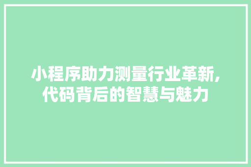 小程序助力测量行业革新,代码背后的智慧与魅力 小程序助力测量行业革新,代码背后的智慧与魅力 网站建设公司