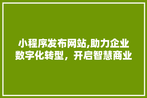 小程序发布网站,助力企业数字化转型，开启智慧商业新篇章 小程序发布网站,助力企业数字化转型，开启智慧商业新篇章 百度SEO