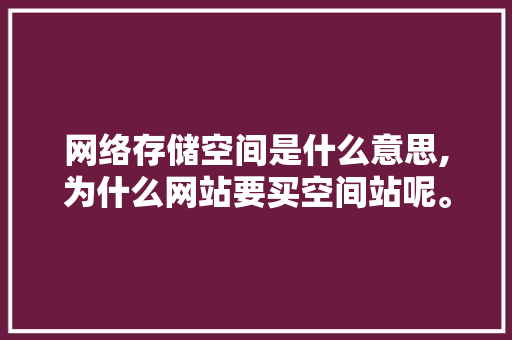 网络存储空间是什么意思,为什么网站要买空间站呢。 网络存储空间是什么意思,为什么网站要买空间站呢。 神马SEO