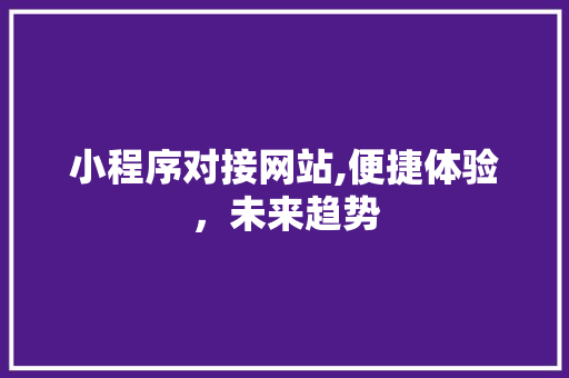 小程序对接网站,便捷体验，未来趋势