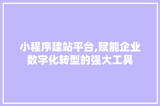 小程序建站平台,赋能企业数字化转型的强大工具 小程序建站平台,赋能企业数字化转型的强大工具 百度SEO