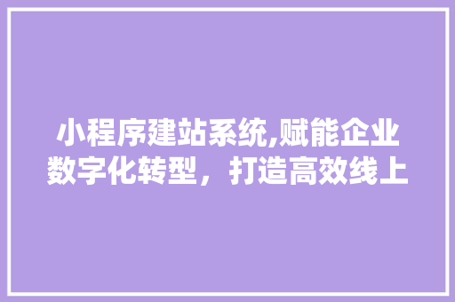小程序建站系统,赋能企业数字化转型，打造高效线上营销平台