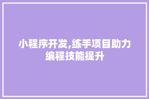 小程序开发,练手项目助力编程技能提升 小程序开发,练手项目助力编程技能提升 网站建设公司