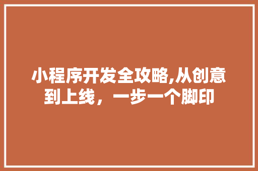 小程序开发全攻略,从创意到上线，一步一个脚印 小程序开发全攻略,从创意到上线，一步一个脚印 SEO关键词