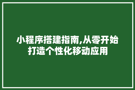 小程序搭建指南,从零开始打造个性化移动应用