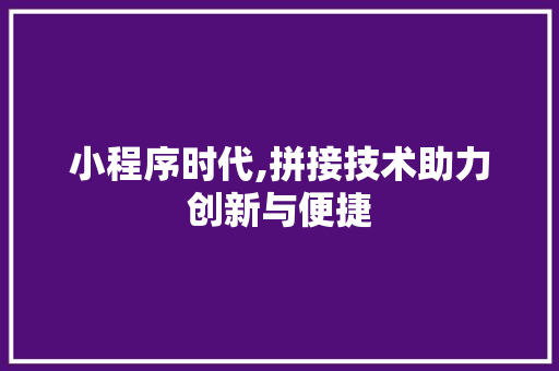 小程序时代,拼接技术助力创新与便捷