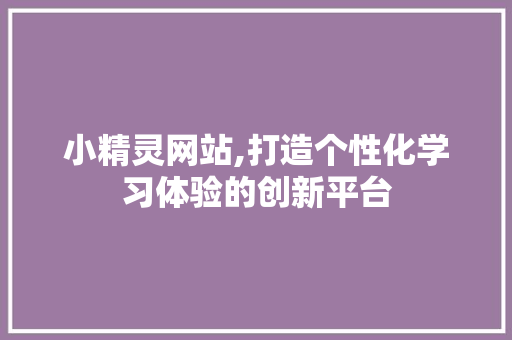 小精灵网站,打造个性化学习体验的创新平台