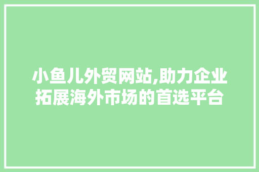 小鱼儿外贸网站,助力企业拓展海外市场的首选平台