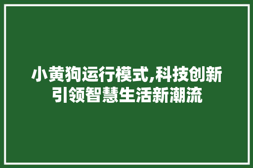 小黄狗运行模式,科技创新引领智慧生活新潮流 小黄狗运行模式,科技创新引领智慧生活新潮流 百度SEO