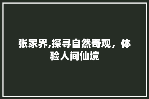 张家界,探寻自然奇观，体验人间仙境 张家界,探寻自然奇观，体验人间仙境 必应SEO