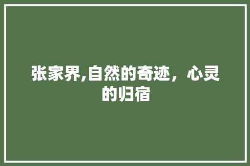 张家界,自然的奇迹，心灵的归宿 张家界,自然的奇迹，心灵的归宿 百度SEO