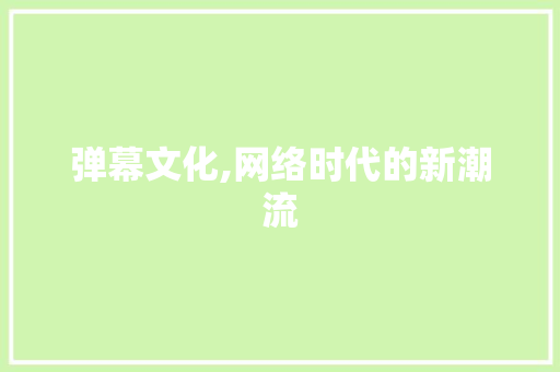 弹幕文化,网络时代的新潮流
