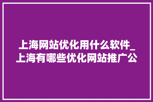 上海网站优化用什么软件_上海有哪些优化网站推广公司。 上海网站优化用什么软件_上海有哪些优化网站推广公司。 百度SEO