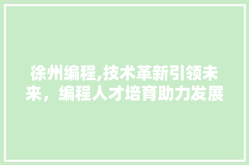 徐州编程,技术革新引领未来，编程人才培育助力发展 徐州编程,技术革新引领未来，编程人才培育助力发展 网站建设公司