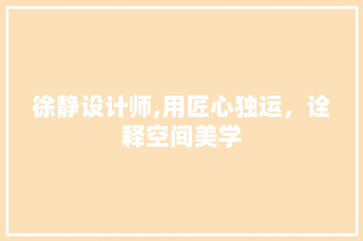 徐静设计师,用匠心独运，诠释空间美学 徐静设计师,用匠心独运，诠释空间美学 SEO关键词