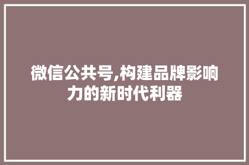 微信公共号,构建品牌影响力的新时代利器 微信公共号,构建品牌影响力的新时代利器 神马SEO