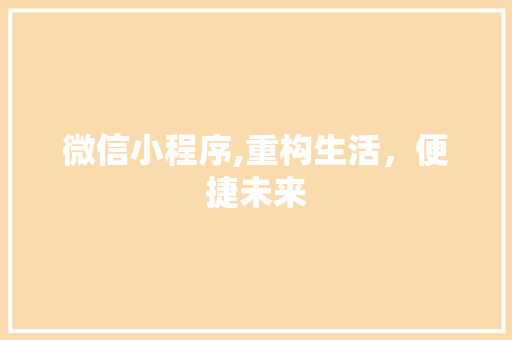 微信小程序,重构生活，便捷未来 微信小程序,重构生活，便捷未来 神马SEO
