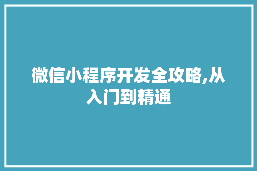 微信小程序开发全攻略,从入门到精通 微信小程序开发全攻略,从入门到精通 搜狗SEO