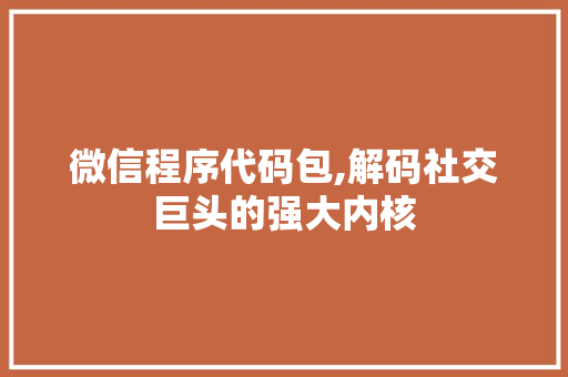 微信程序代码包,解码社交巨头的强大内核 微信程序代码包,解码社交巨头的强大内核 百度SEO