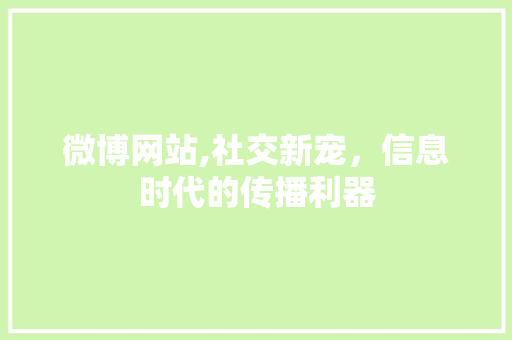 微博网站,社交新宠，信息时代的传播利器 微博网站,社交新宠，信息时代的传播利器 必应SEO