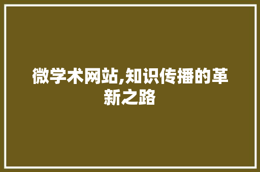 微学术网站,知识传播的革新之路 微学术网站,知识传播的革新之路 网站建设公司