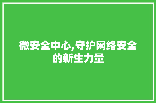 微安全中心,守护网络安全的新生力量 微安全中心,守护网络安全的新生力量 必应SEO