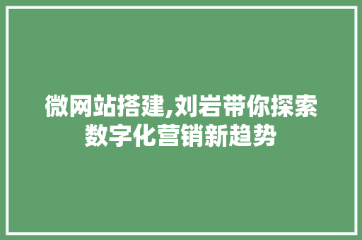 微网站搭建,刘岩带你探索数字化营销新趋势 微网站搭建,刘岩带你探索数字化营销新趋势 百度SEO