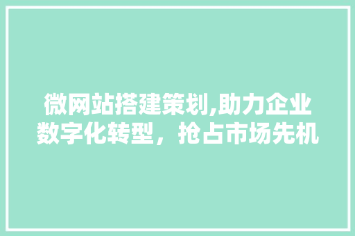 微网站搭建策划,助力企业数字化转型，抢占市场先机 微网站搭建策划,助力企业数字化转型，抢占市场先机 网站建设公司