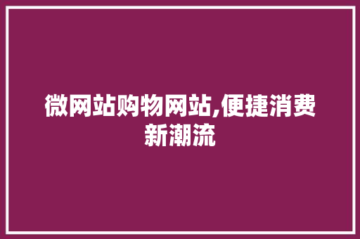 微网站购物网站,便捷消费新潮流 微网站购物网站,便捷消费新潮流 百度SEO