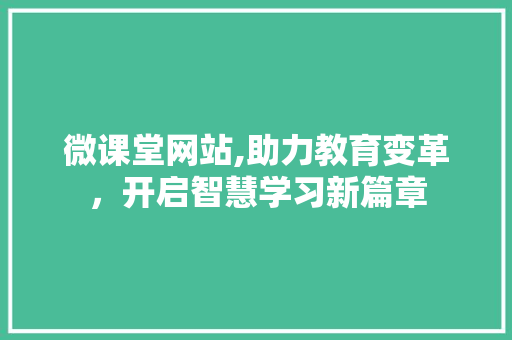 微课堂网站,助力教育变革，开启智慧学习新篇章 百度SEO