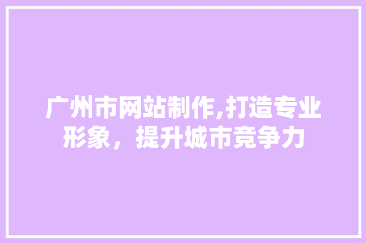广州市网站制作,打造专业形象，提升城市竞争力 广州市网站制作,打造专业形象，提升城市竞争力 网站建设公司