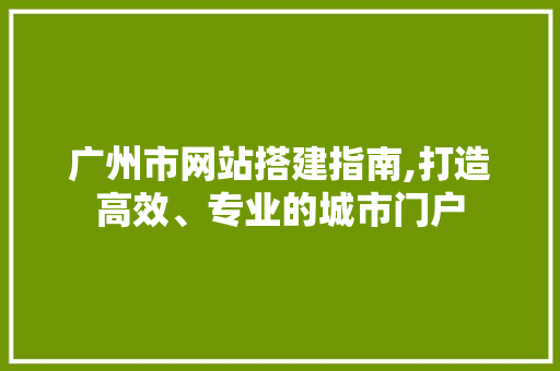 广州市网站搭建指南,打造高效、专业的城市门户 广州市网站搭建指南,打造高效、专业的城市门户 必应SEO