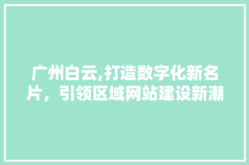 广州白云,打造数字化新名片，引领区域网站建设新潮流 广州白云,打造数字化新名片，引领区域网站建设新潮流 百度SEO