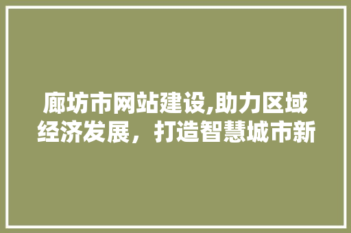 廊坊市网站建设,助力区域经济发展，打造智慧城市新篇章