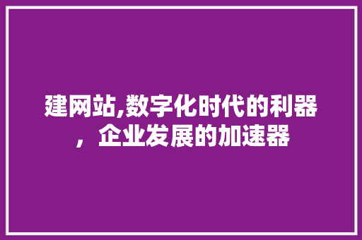 建网站,数字化时代的利器，企业发展的加速器