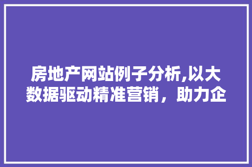 房地产网站例子分析,以大数据驱动精准营销，助力企业腾飞 房地产网站例子分析,以大数据驱动精准营销，助力企业腾飞 必应SEO